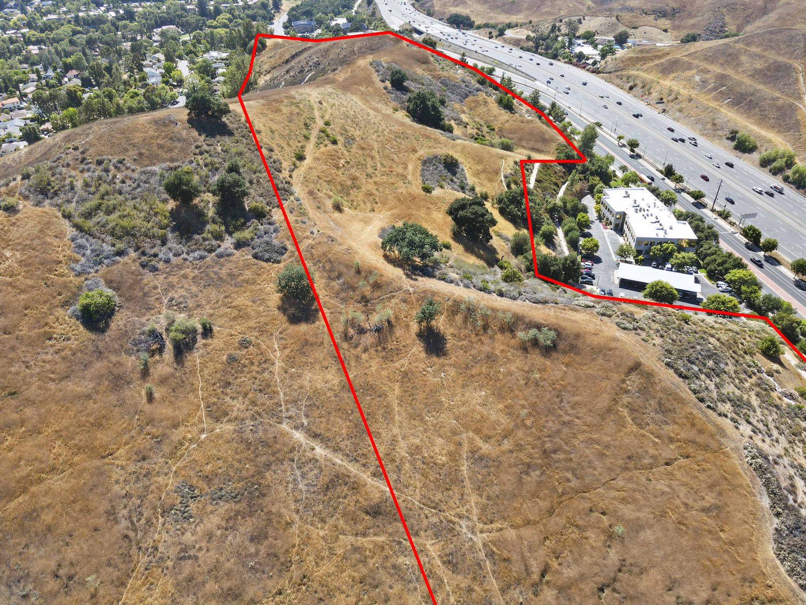 The western end at Liberty Canyon — parcel lines indicative